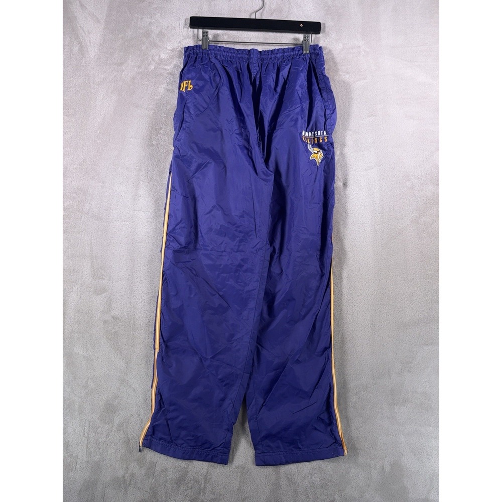 NFL Minnesota Vikings Track Pants Mens Large Purple Windbreaker Zip Ankle